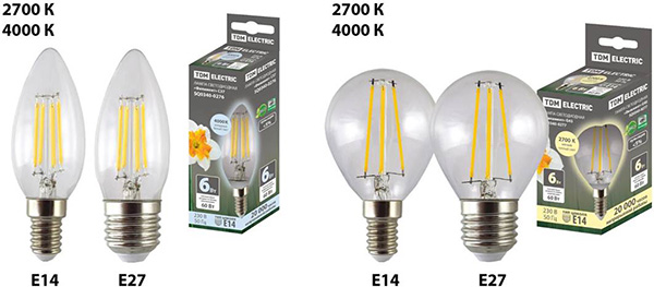 Лампы светодиодные «Филамент» торговой марки TDM ELECTRIC