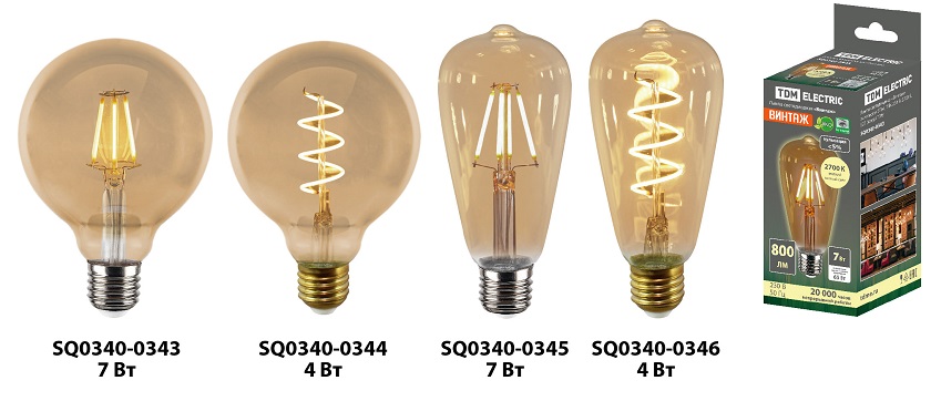 Лампы светодиодные «Винтаж» торговой марки TDM ELECTRIC